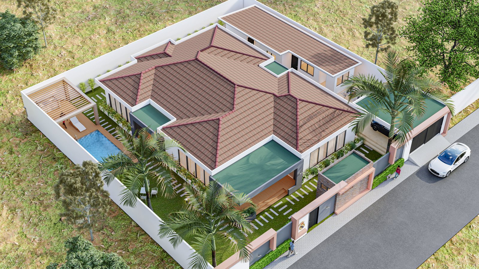 Vue architecturale détaillée - Villa de Prestige RED